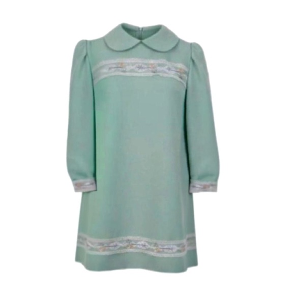 1960s Vicky Vaughn Babydoll Mint Blue Green Mini Dress Size XS- S Coquette - Picture 3 of 14